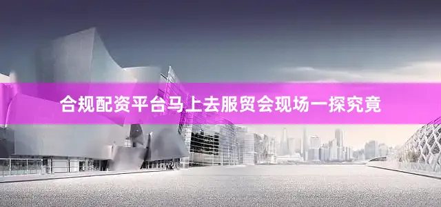 合规配资平台马上去服贸会现场一探究竟